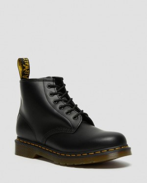 Dr Martens 101 Yellow Stitch Smooth Leather Støvletter Dame Svarte | 96038-BCWE