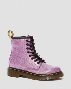 Dr Martens 1460 Glitter Snørestøvletter Barn Mørke Rosa | 49783-PVQK