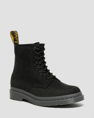 Dr Martens 1460 Mono Milled Nubuck Leather Støvletter Herre Svarte | 21589-UDLS