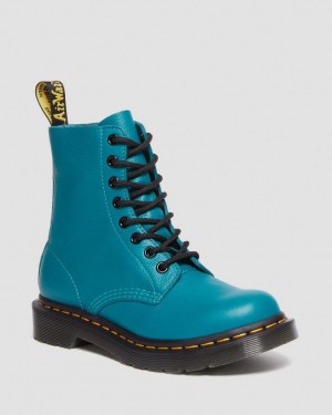 Dr Martens 1460 Pascal Virginia Leather Støvletter Dame Turkis Grønn | 38095-GIUW