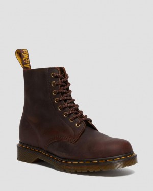 Dr Martens 1460 Pascal Waxed Full Grain Leather Støvletter Dame Brune | 52397-ERYT