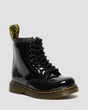 Dr Martens 1460 Patent Leather Snørestøvletter Barn Svarte | 82937-CEDN