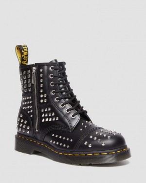 Dr Martens 1460 Studded Zip Atlas Leather Støvletter Herre Svarte | 43078-WFJG