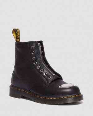 Dr Martens 1460 Toe Plate Lunar Leather Jungle Zip Støvletter Dame Svarte | 47239-VGKA