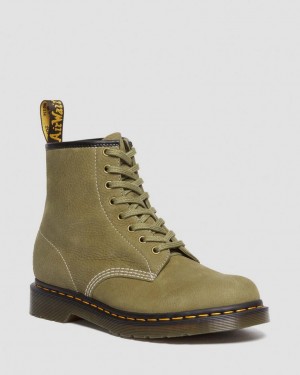 Dr Martens 1460 Tumbled Nubuck Leather Støvletter Dame Olivengrønne | 78063-UKHN