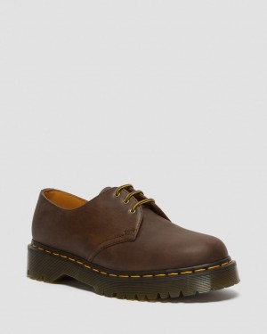 Dr Martens 1461 Bex Crazy Horse Leather Oxford Sko Dame Mørke Brune | 48039-TFAD