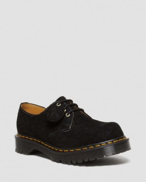 Dr Martens 1461 Bex Made in England Emboss Suede Oxford Sko Dame Svarte | 72506-VNJP