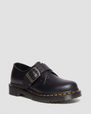 Dr Martens 1461 Buckle Pull Up Leather Oxford Sko Dame Svarte | 40213-PCBH