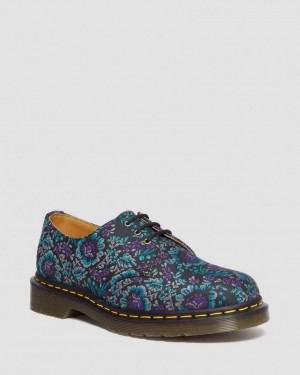 Dr Martens 1461 Floral Jacquard Oxford Sko Herre Svarte Lilla | 87541-LICK