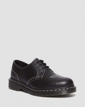 Dr Martens 1461 Gothic Americana Leather Oxford Sko Dame Svarte | 93624-VAOQ