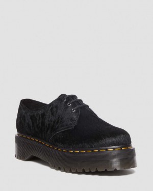 Dr Martens 1461 Hair-On Platform Sko Dame Svarte | 54190-OESB