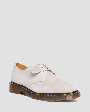 Dr Martens 1461 Made in England Suede Oxford Sko Herre Blå Grå | 59846-QWEP