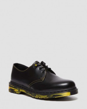 Dr Martens 1461 Marbled Sole Leather Oxford Sko Dame Svarte | 58612-ZJGE