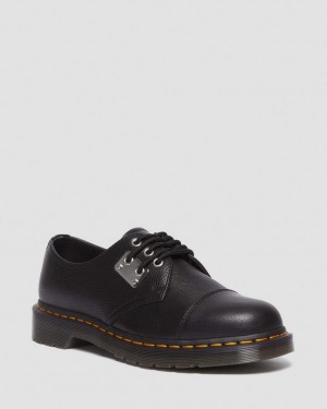 Dr Martens 1461 Toe Plate Lunar Leather Oxford Sko Dame Svarte | 16054-ZFCW