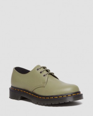 Dr Martens 1461 Virginia Leather Oxford Sko Dame Olivengrønne | 25098-MWUH