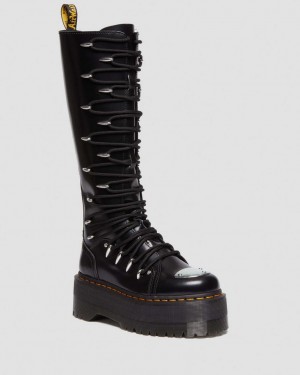 Dr Martens 1B60 Max Knee High Platform Støvler Dame Svarte | 87391-PFJU