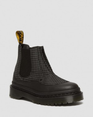 Dr Martens 2976 Bex Ripstop Grid Støvletter Herre Svarte Svarte Hvite | 90341-EXGQ