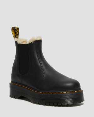 Dr Martens 2976 Faux Fur Lined Platform Støvletter Herre Svarte | 36017-ORCJ