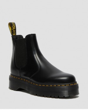 Dr Martens 2976 Smooth Leather Platform Støvletter Herre Svarte | 05319-ECHV