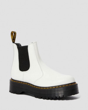 Dr Martens 2976 Smooth Leather Platform Støvletter Herre Hvite | 26719-UISY