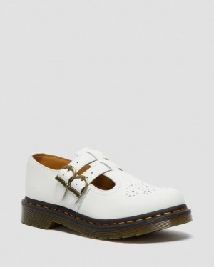 Dr Martens 8065 Smooth Leather Mary Jane Sko Dame Hvite | 80127-XJOM