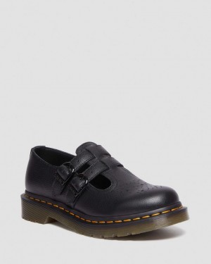 Dr Martens 8065 Virginia Leather Mary Jane Sko Dame Svarte | 50671-QDPR