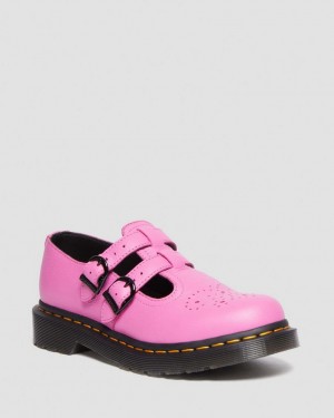 Dr Martens 8065 Virginia Leather Mary Jane Sko Dame Rosa | 23918-PZTV