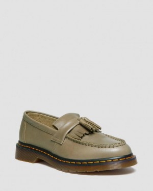 Dr Martens Adrian Carrara Leather Tassel Loafers Dame Olivengrønne | 10379-GUPO