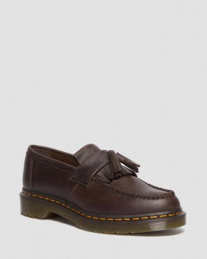 Dr Martens Adrian Crazy Horse Leather Tassel Loafers Dame Mørke Brune | 59182-VEAP