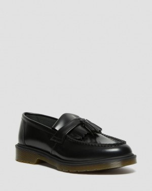 Dr Martens Adrian Smooth Leather Tassel Loafers Dame Svarte | 76813-KSCR