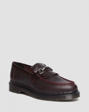 Dr Martens Adrian Snaffle Pebble Grain Leather Kiltie Loafers Dame Burgunder | 86754-KVWD