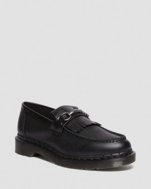 Dr Martens Adrian Snaffle Pebble Grain Leather Kiltie Loafers Dame Svarte | 17428-AHDJ