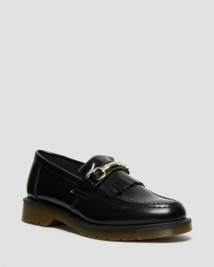 Dr Martens Adrian Snaffle Smooth Leather Kiltie Loafers Herre Svarte | 91473-NOPT