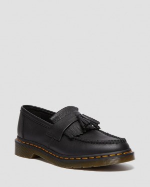 Dr Martens Adrian Virginia Leather Tassel Loafers Dame Svarte | 69854-BKTS