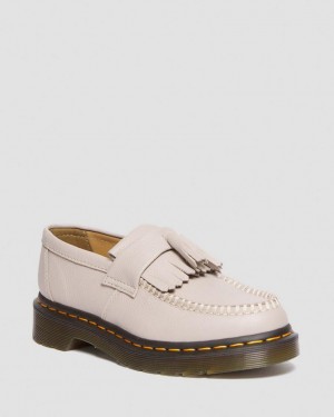 Dr Martens Adrian Virginia Leather Tassel Loafers Dame Grå Brune | 41586-ZMJR