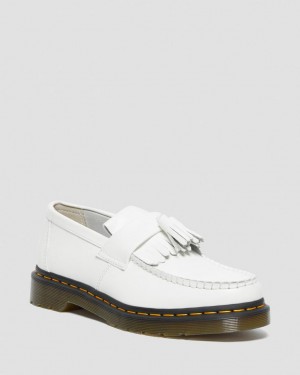 Dr Martens Adrian Yellow Stitch Leather Tassel Loafers Herre Hvite | 80643-JBDI