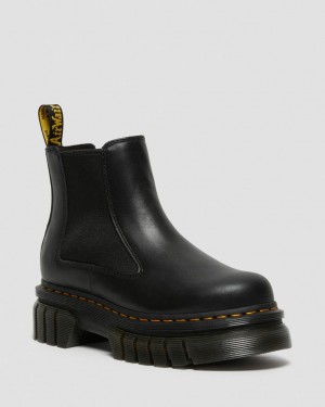 Dr Martens Audrick Nappa Leather Platform Chelsea Støvler Dame Svarte | 63401-FAOY