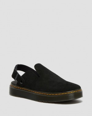 Dr Martens Carlson Suede Casual Slingback Mules Dame Svarte | 25138-VUGD