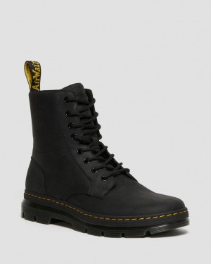 Dr Martens Combs Leather Støvletter Herre Svarte | 26495-UXSG