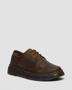 Dr Martens Crewson Lo Crazy Horse Leather Fritidssko Dame Mørke Brune | 18274-WZAP