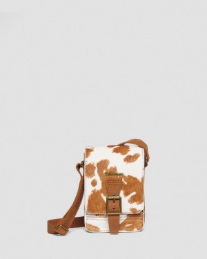 Dr Martens Hair-On Cow Print Vertical Crossbody Veske Brune | 58201-DYLT