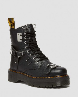 Dr Martens Jadon Boot Piercing Milled Nappa Leather Støvletter Dame Svarte | 91258-QWDY