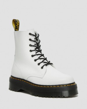 Dr Martens Jadon Boot Smooth Leather Støvletter Dame Hvite | 76920-UAEH