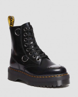 Dr Martens Jadon Boot Toe Guard Leather Støvletter Dame Svarte | 58049-YWFD