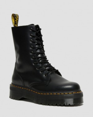 Dr Martens Jadon Hi Boot Smooth Leather Platform Støvler Dame Svarte | 78519-VZBC