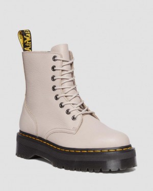 Dr Martens Jadon III Boot Pisa Leather Støvletter Dame Grå Brune | 41953-XEZU