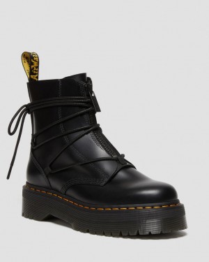 Dr Martens Jarrick II Laced Leather Platform Støvler Dame Svarte | 31782-TSDZ