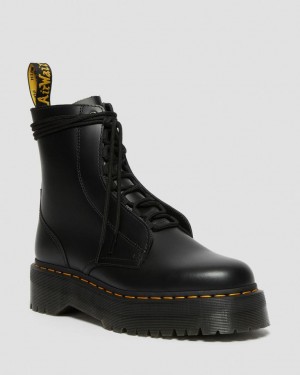 Dr Martens Jarrick Smooth Leather Platform Støvler Dame Svarte | 93608-BSTH