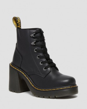 Dr Martens Jesy Sendal Leather Flared Chelsea Støvler Dame Svarte | 59301-ZNHK