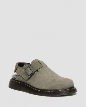 Dr Martens Jorge II Faux Fur Lined Nubuck Slingback Mules Dame Grå | 01324-ICHP